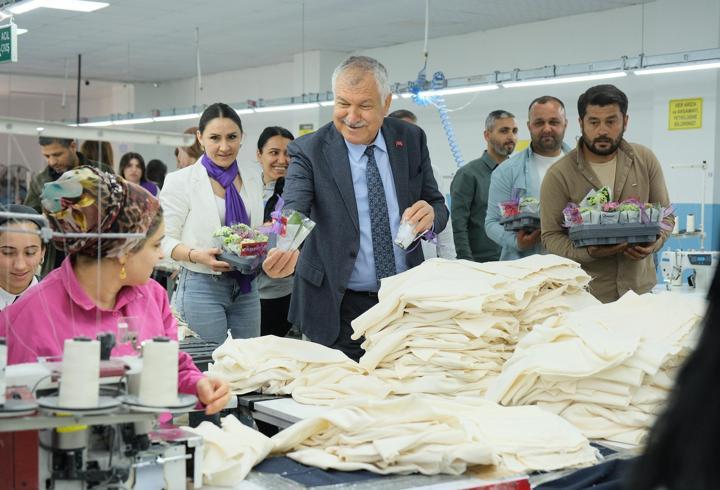 Başkan Karalar’dan kadın tekstil işçilerine ziyaret