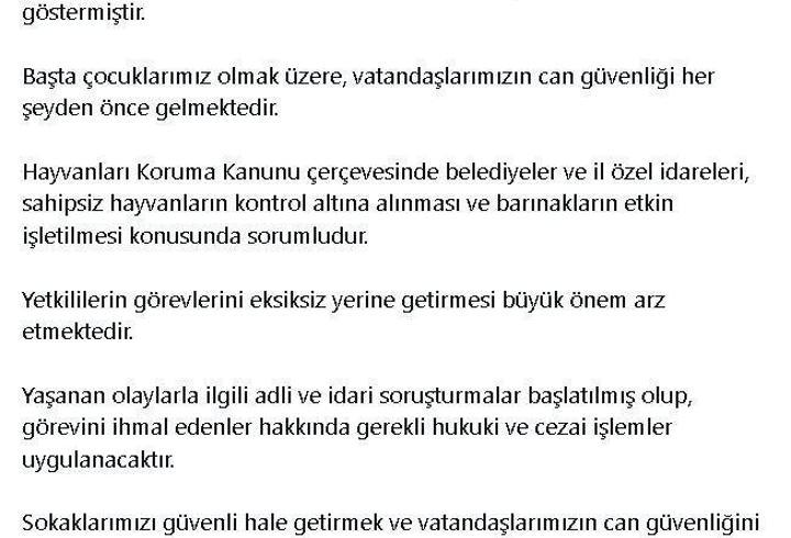 Bakan Tunç'tan 'sahipsiz hayvan' açıklaması