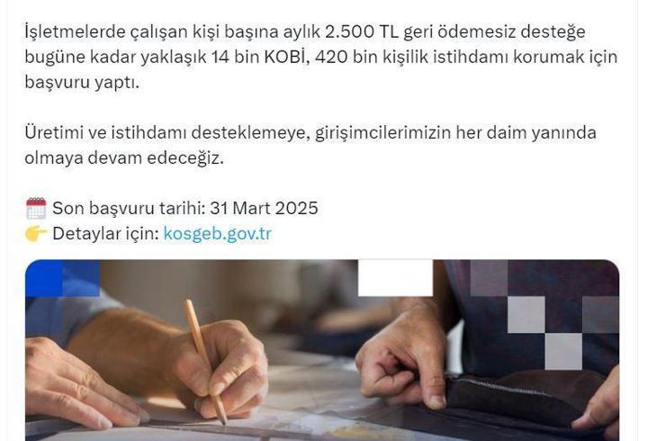 KOSGEB İstihdamı Koruma Destek Programı'na 14 bin başvuru