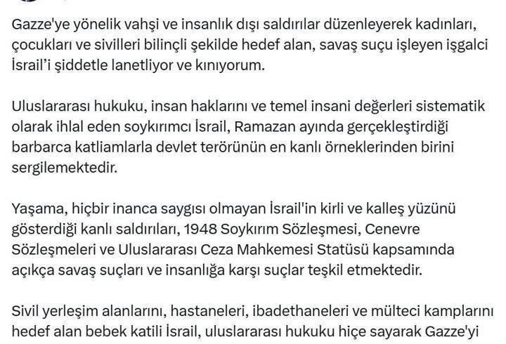 Bakan Tunç: İşgalci İsrail'i şiddetle lanetliyor ve kınıyorum