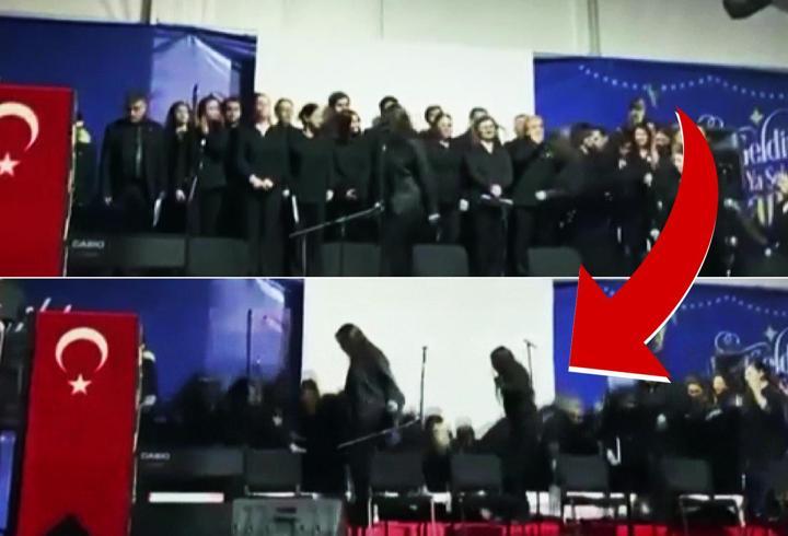 Onlarca kişi üzerindeyken sahne çöktü! İşte o anlar...