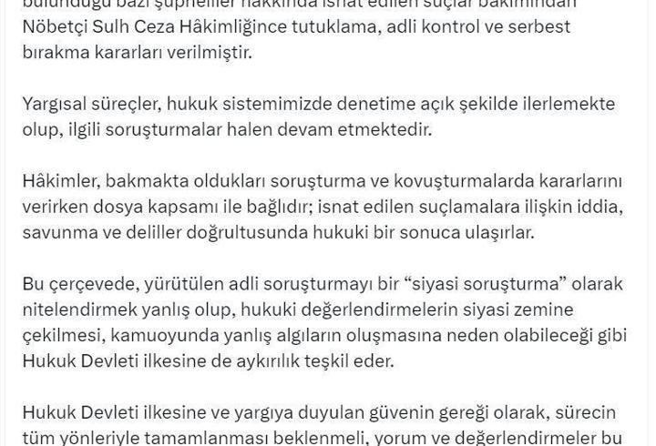 Bakan Tunç: Adli soruşturmayı bir 'siyasi soruşturma' olarak nitelendirmek yanlış