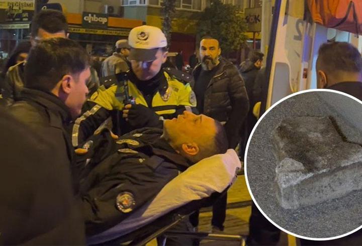 İBB eyleminde göğsüne parke taşı isabet eden polis yaralandı