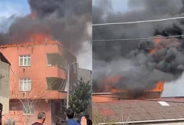 Avcılar'da 4 katlı binanın çatı katı alevlere teslim oldu