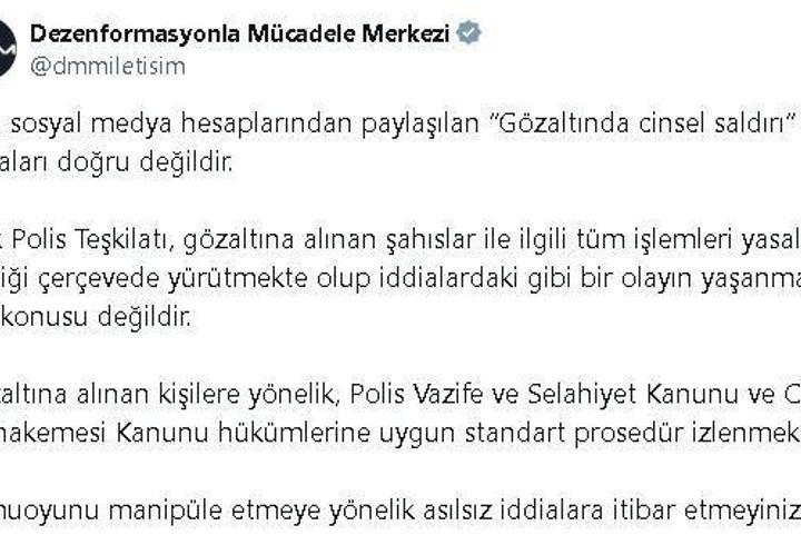 DMM: 'Gözaltında cinsel saldırı' iddiaları doğru değildir