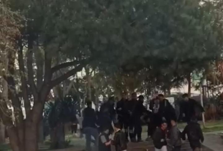 İstanbul'da parkta iki grup arasında çıkan kavga kamerada