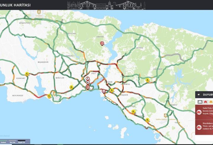 İstanbul - İstanbul'da trafik yoğunluğu yüzde 63 olarak ölçüldü