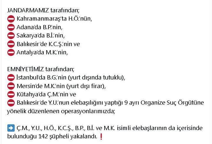 8 ilde suç örgütü operasyonları; 86 şüpheli tutuklandı