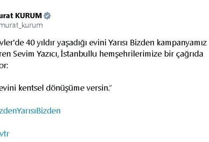 Bakan Kurum'dan 'Yarısı Bizden' paylaşımı