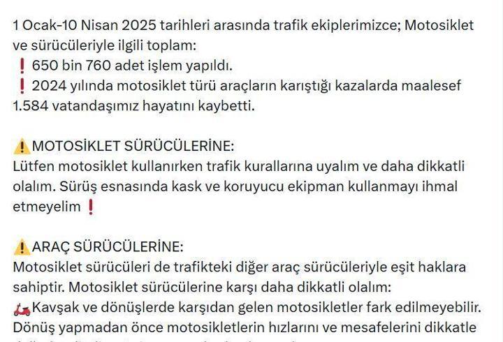 Bakan Yerikaya: 1 haftada 497 bin araca/sürücüye işlem yapıldı