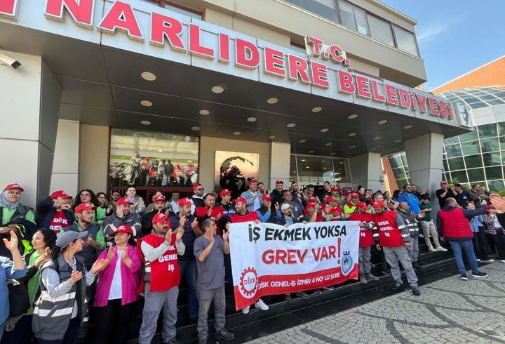 Narlıdere Belediyesi işçilerinden toplu iş sözleşmesi eylemi