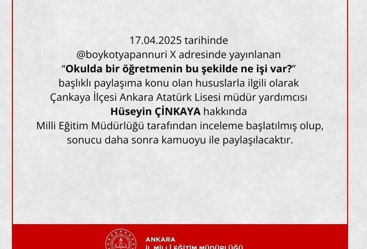 Ankara Atatürk Lisesi müdür yardımcısına soruşturma