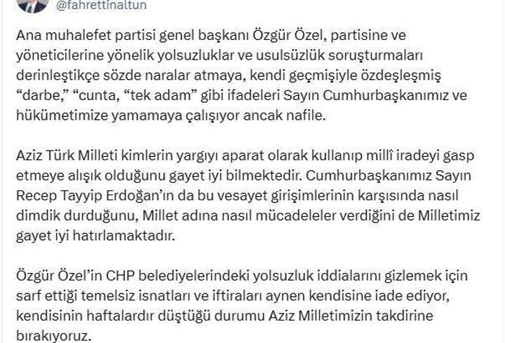 Fahrettin Altun'dan Özgur Özel'e Yanıt