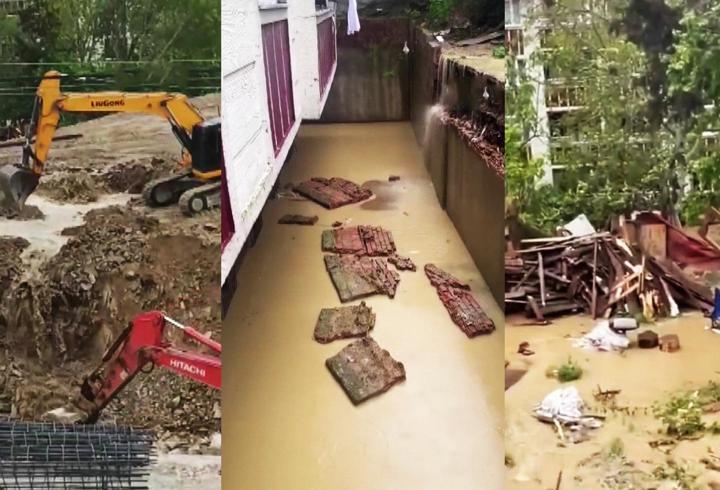 BORU PATLADI! Evleri su bastı