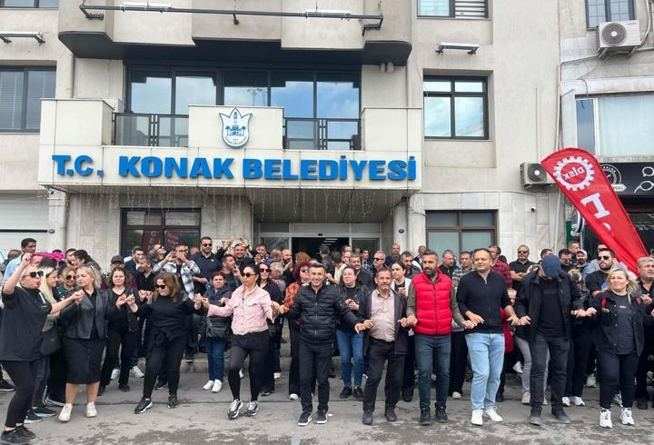 Konak Belediyesi işçilerinden toplu iş sözleşmesi eylemi