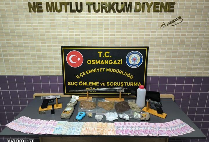 Bursa'da uyuşturucu ve silah ticareti operasyonunda 3 tutuklama