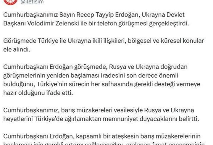 Cumhurbaşkanı Erdoğan, Ukrayna Devlet Başkanı Zelenski ile görüştü
