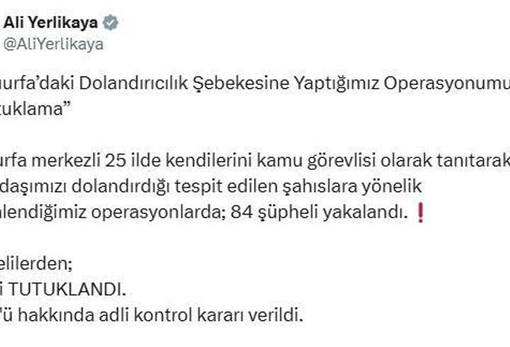 Şanlıurfa merkezli 25 ilde dolandırıcılık operasyonu; 41 tutuklama