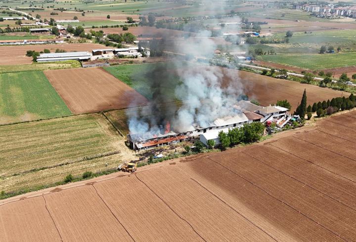 Yenişehir'de hayvan çiftliğinde çıkan yangın, söndürüldü