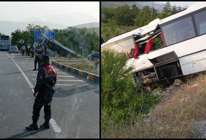 Tur otobüsü şarampole düştü: 16 kişi yaralandı