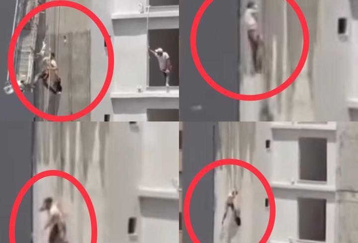 Mersin’de inşaatta dehşet! İskele halatı koptu, işçi havada asılı kaldı