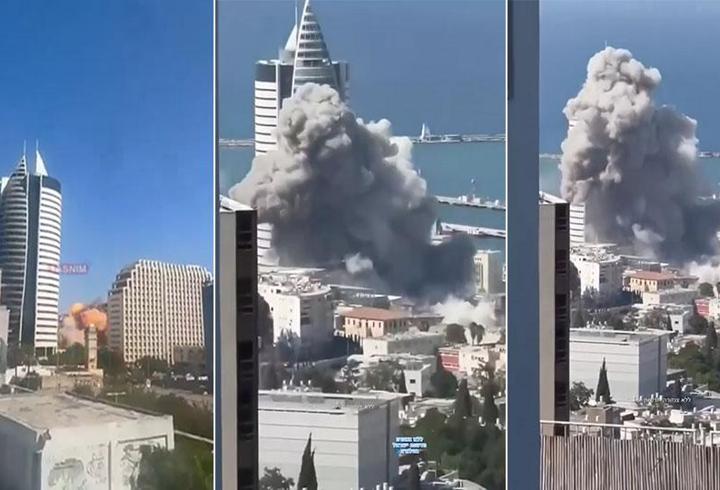 İran'dan İsrail'e yeni misilleme! Hayfa'da patlama anları...