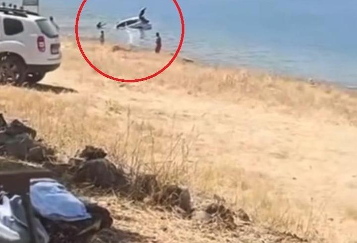 Park halindeki otomobil baraja düştü