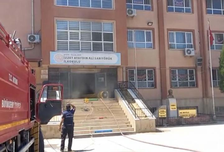 İlkokulda çıkan yangın söndürüldü