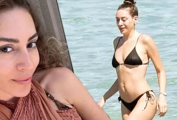 Sinem Kobal, Çeşme'de Plajda Tek Başına Güneşleniyor