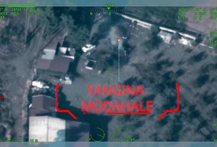 Marmaris'te yakılan ateş, Bayraktar TB2 ile tespit edilip, söndürüldü