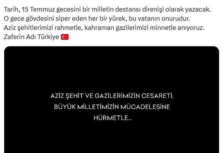 AK Parti'den '15 Temmuz' paylaşımı