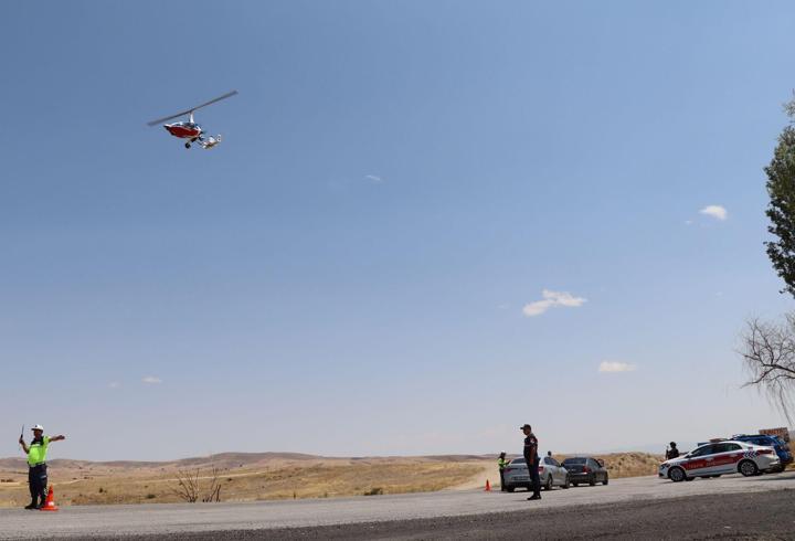 Yozgat'ta helikopter destekli trafik denetimi yapıldı
