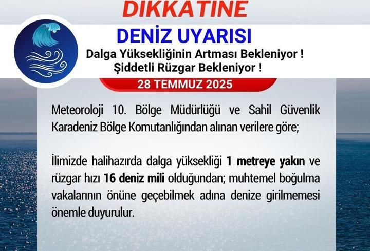 Meteorolojiden Samsun’da denize girmeyin uyarısı