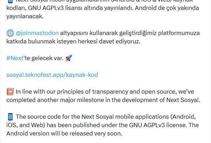 Next Sosyal'in kaynak kodları yayınlandı