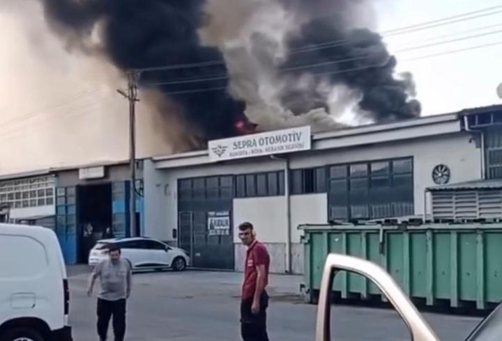 Oto tamirhanesinde çıkan yangın söndürüldü 