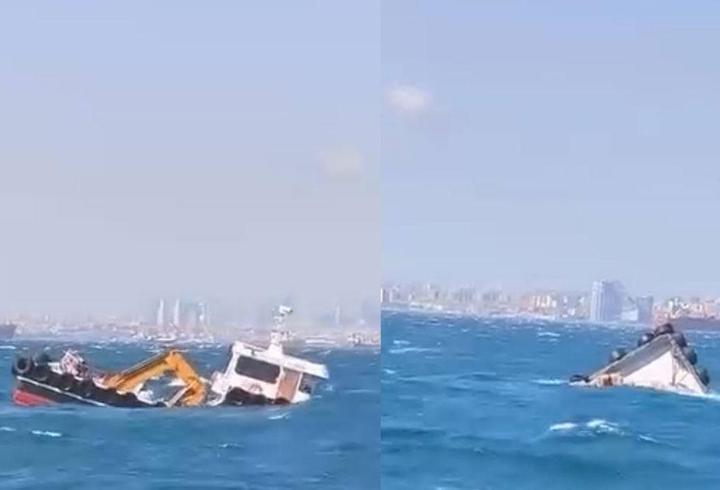 İstanbul Yenikapı'da fırtına gemi batırdı