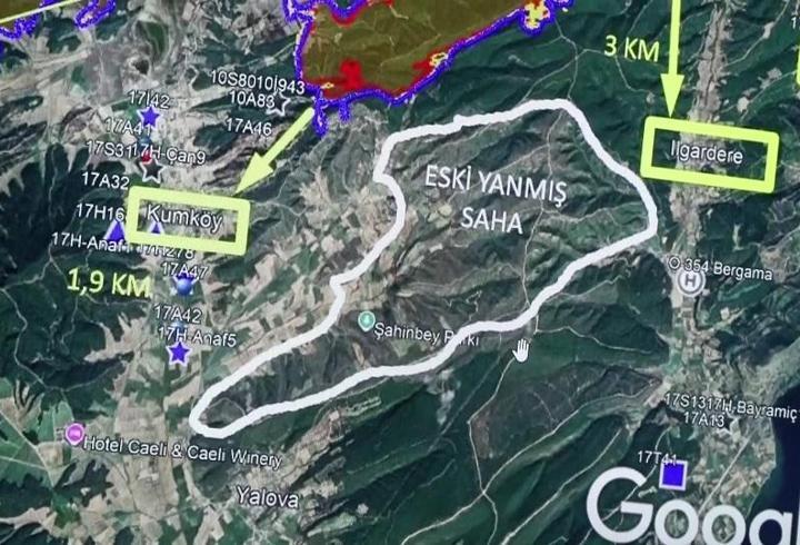 Çanakkale'deki yangın İHA ile adım adım takip edildi