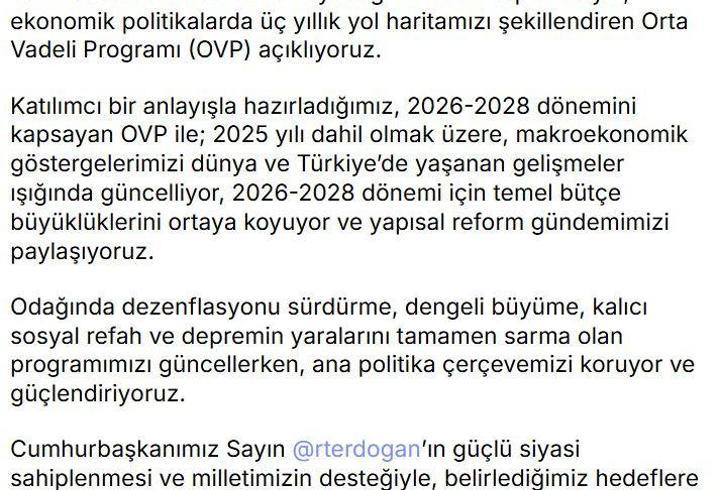 Cevdet Yılmaz yarın Orta Vadeli Programı açıklayacak
