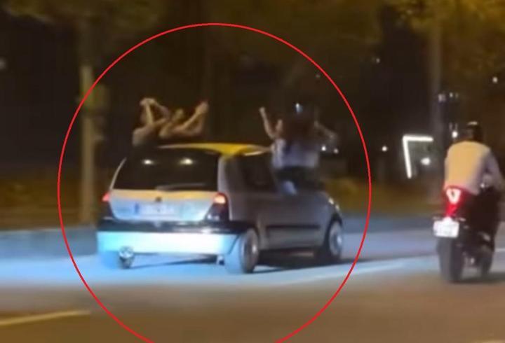 Otomobilde tehlikeli yolculuk kamerada