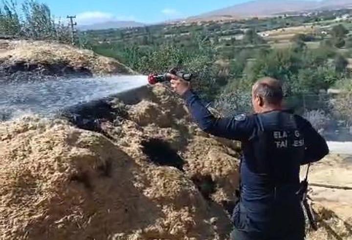 Elazığ’da saman yangını