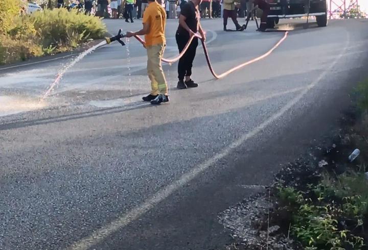 Osmaniye'de otomobildeki yangın, ormana sıçramadan söndürüldü