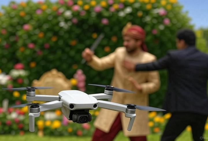 Damat bıçaklandı, düğün kameramanı saldırganı dronla kovaladı