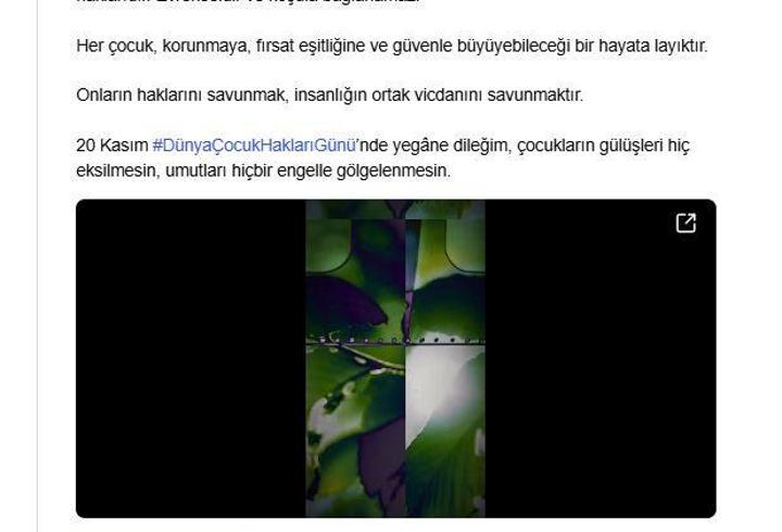 Emine Erdoğan'dan, '20 Kasım Dünya Çocuk Hakları Günü' paylaşımı