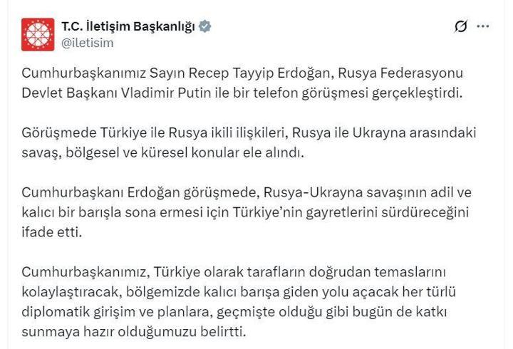 Cumhurbaşkanı Erdoğan, Putin ile görüştü