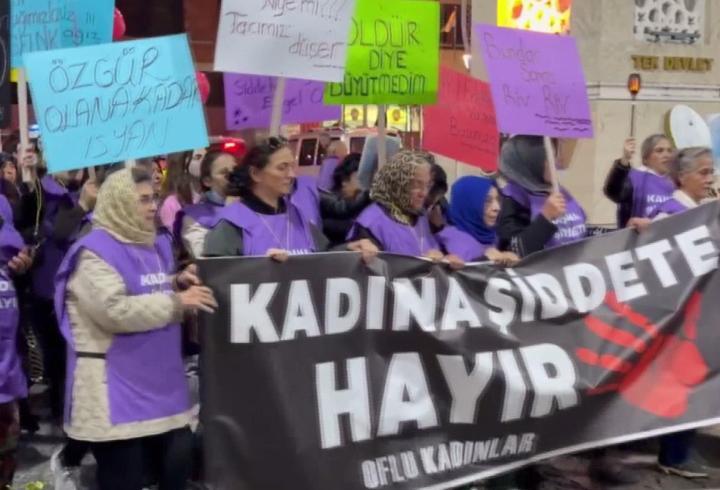 Trabzon’da kadınlardan şiddete karşı yürüyüş