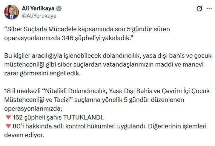 18 ilde siber suç operasyonu: 162 tutuklama