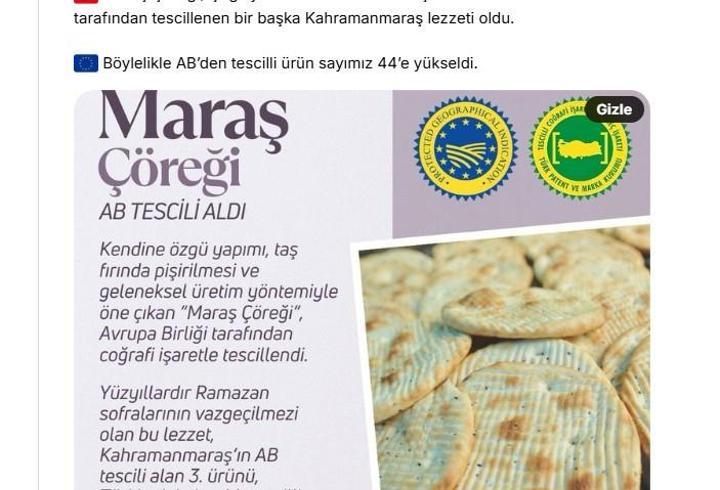 Maraş çöreğine AB'den coğrafi işaret tescili