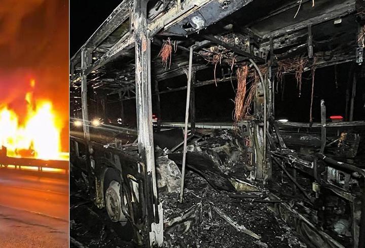 Arnavutköy'de yanan İETT otobüsü küle döndü