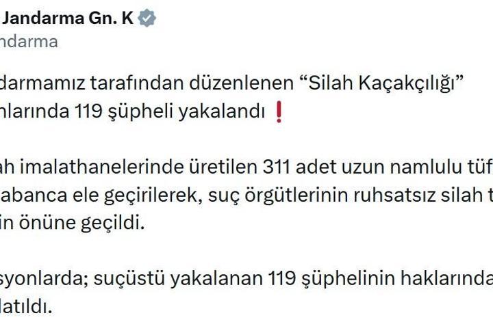 6 ilde silah kaçakçılarına operasyon: 119 gözaltı