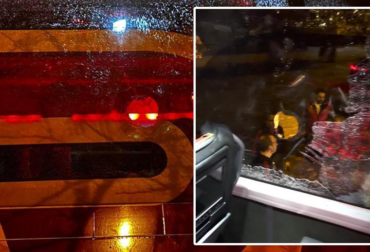 Galatasaray'ın otobüsüne taşlı saldırı! Kimliği belirsiz kişiler için çalışma yürütülüyor